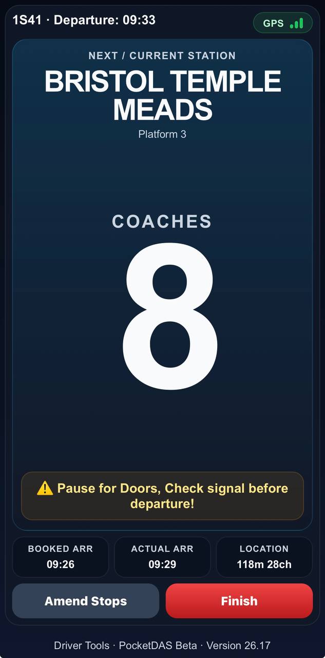 PocketDAS station screen